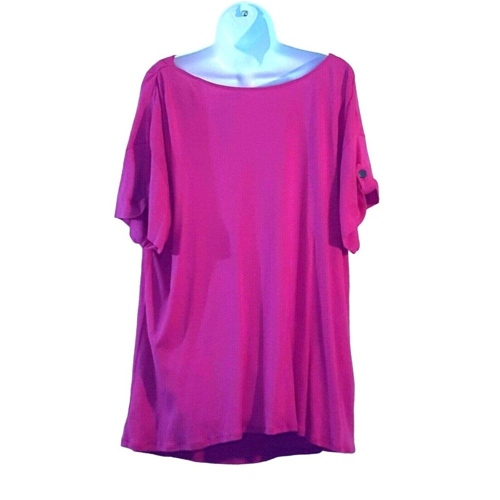 Lane Bryant Top Size 22/24 Pink Cowl Neck Short Sleeve Tab Sleeve T-shirt NEW - Picture 8 of 8